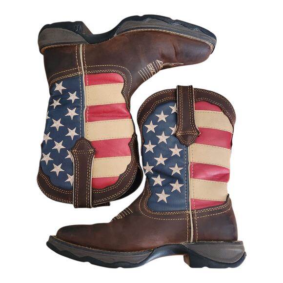 Durango Lady Rebel Patriotic American Flag Stars Stripe Pull-On Western Boot 6.5 - Picture 1 of 9